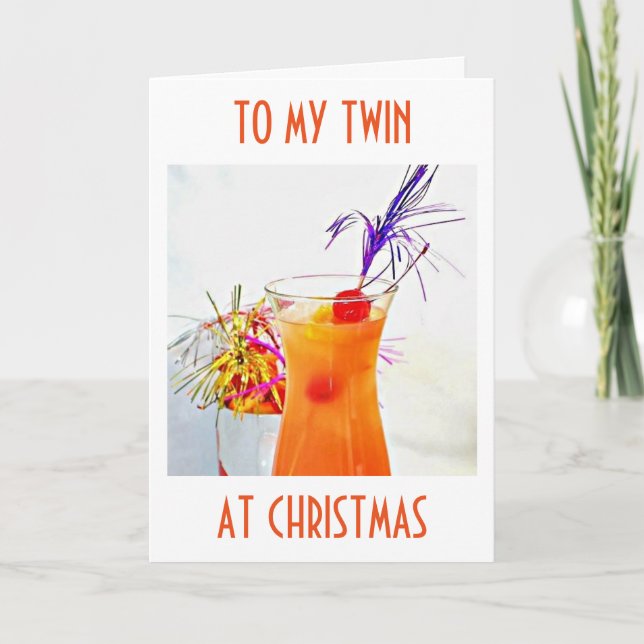 MERRY CHRISTMAS/HAPPY NEW YEAR TWIN COCKTAIL HOLIDAY CARD (Front)