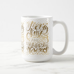 Merry Christmas Happy New Year Typography Coffee Mug