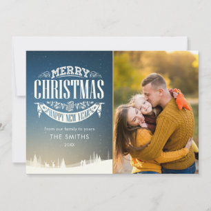 Merry Christmas Happy New Year Winter Scene Photo Holiday Card