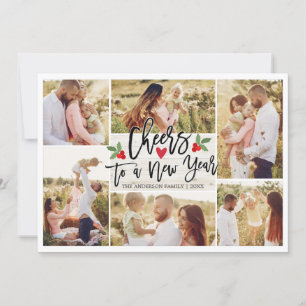 Merry Christmas Happy New Year Wood Photo Collages Holiday Card