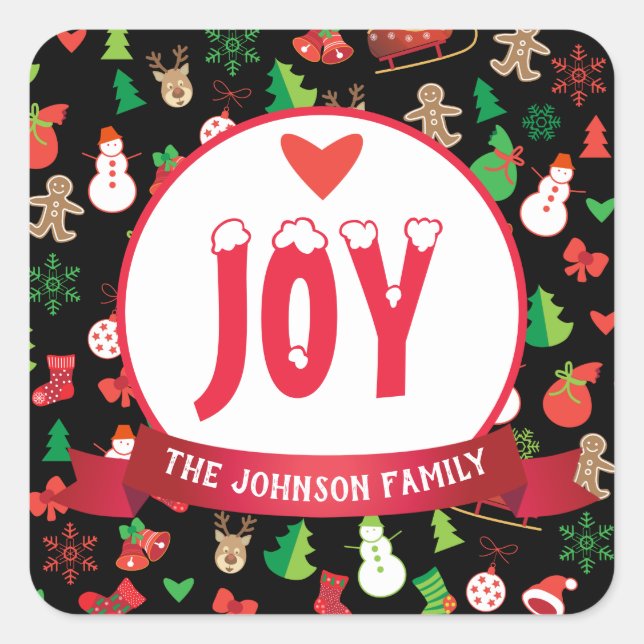 Merry Christmas & Happy New Year! XMAS Wishes Square Sticker (Front)