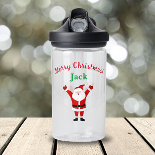 Merry Christmas Happy Santa Name Water Bottle
