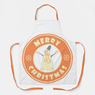Merry Christmas happy snowman famous coffe style Apron