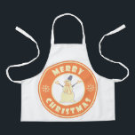 Merry Christmas happy snowman famous coffe style Apron<br><div class="desc">Famous coffe style logo with Merry Christmas typography</div>