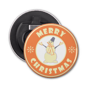 Merry Christmas happy snowman famous coffe style Bottle Opener