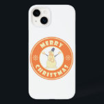 Merry Christmas happy snowman famous coffe style Case-Mate iPhone 14 Plus Case<br><div class="desc">Famous coffe style logo with Merry Christmas typography</div>