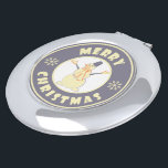 Merry Christmas happy snowman famous coffe style Compact Mirror<br><div class="desc">Famous coffe style logo with Merry Christmas typography</div>