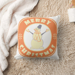 Merry Christmas happy snowman famous coffe style Cushion