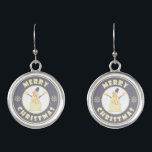 Merry Christmas happy snowman famous coffe style Earrings<br><div class="desc">Famous coffe style logo with Merry Christmas typography</div>