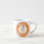 Merry Christmas happy snowman famous coffe style Espresso Cup<br><div class="desc">Famous coffe style logo with Merry Christmas typography</div>