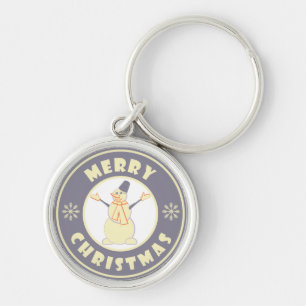Merry Christmas happy snowman famous coffe style Key Ring