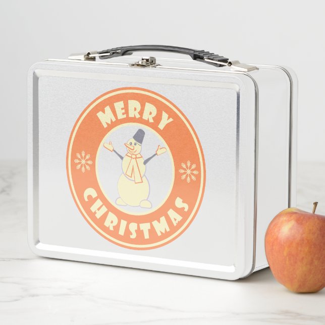 Merry Christmas happy snowman famous coffe style Metal Lunch Box (In Situ)