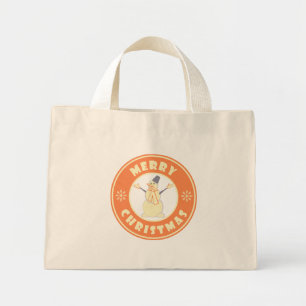 Merry Christmas happy snowman famous coffe style Mini Tote Bag
