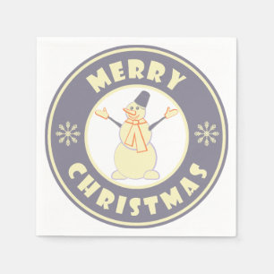 Merry Christmas happy snowman famous coffe style Napkin