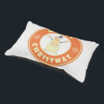 Merry Christmas happy snowman famous coffe style Pet Bed<br><div class="desc">Famous coffe style logo with Merry Christmas typography</div>