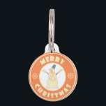 Merry Christmas happy snowman famous coffe style Pet Tag<br><div class="desc">Famous coffe style logo with Merry Christmas typography</div>