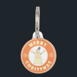 Merry Christmas happy snowman famous coffe style Pet Tag<br><div class="desc">Famous coffe style logo with Merry Christmas typography</div>