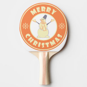 Merry Christmas happy snowman famous coffe style Ping Pong Paddle