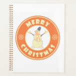 Merry Christmas happy snowman famous coffe style Planner<br><div class="desc">Famous coffe style logo with Merry Christmas typography</div>