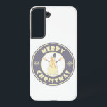 Merry Christmas happy snowman famous coffe style Samsung Galaxy Case<br><div class="desc">Famous coffe style logo with Merry Christmas typography</div>