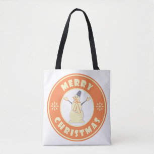 Merry Christmas happy snowman famous coffe style Tote Bag