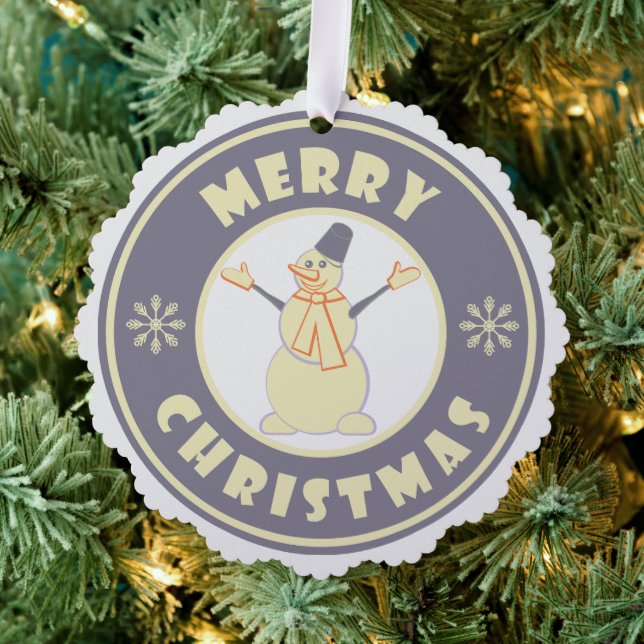 Merry Christmas happy snowman famous coffe style Tree Decoration Card (Insitu (Tree))