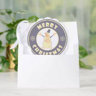 Merry Christmas happy snowman famous coffe style Tree Decoration Card