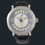 Merry Christmas happy snowman famous coffe style Watch<br><div class="desc">Famous coffe style logo with Merry Christmas typography</div>