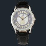 Merry Christmas happy snowman famous coffe style Watch<br><div class="desc">Famous coffe style logo with Merry Christmas typography</div>