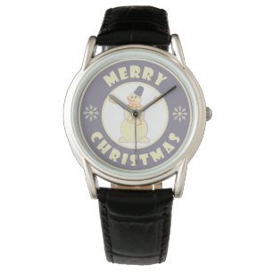 Merry Christmas happy snowman famous coffe style Watch
