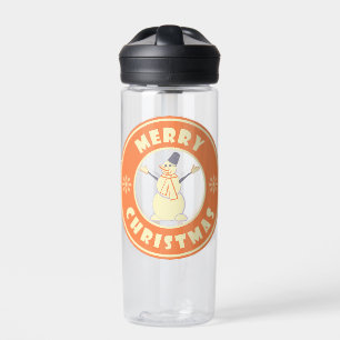 Merry Christmas happy snowman famous coffe style Water Bottle