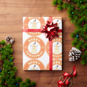 Merry Christmas happy snowman famous coffe style Wrapping Paper
