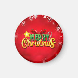 Merry Christmas Happy Xmas Red Green Holiday Fun Magnet