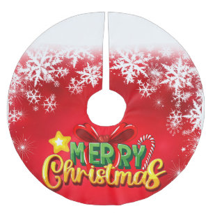 Merry Christmas Happy Xmas Red Green Holiday Funny Brushed Polyester Tree Skirt
