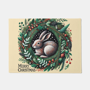 Merry Christmas Hare Doormat