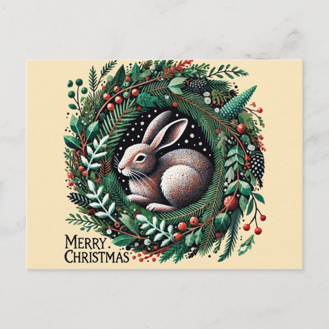 Merry Christmas Hare                               Postcard (Front)