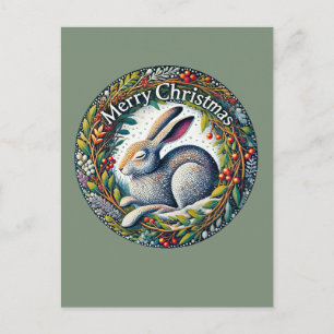 Merry Christmas Hare Postcard