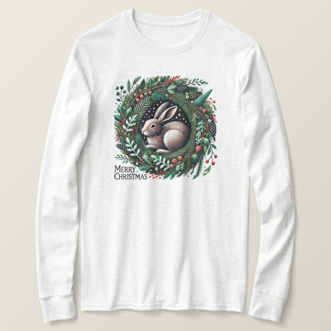 Merry Christmas Hare                               T-Shirt (Design Front)