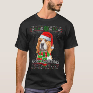 Merry Christmas Hat Beagle Santa Ugly Xmas Sweate T-Shirt