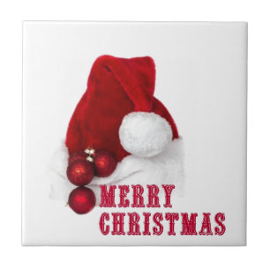 Merry Christmas Hat Ceramic Tile