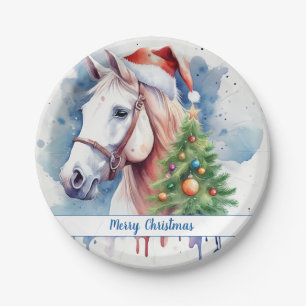 Merry Christmas Hat Festive Horse -   Paper Plate