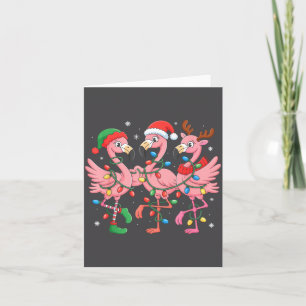 Merry Christmas Hat Santa Flamingo Light Christmas Card