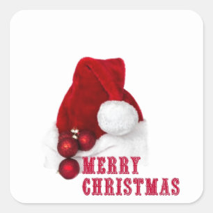 Merry Christmas Hat Square Sticker