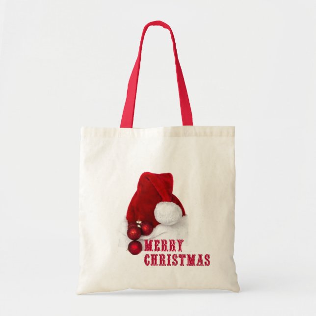 Merry Christmas Hat Tote Bag (Front)