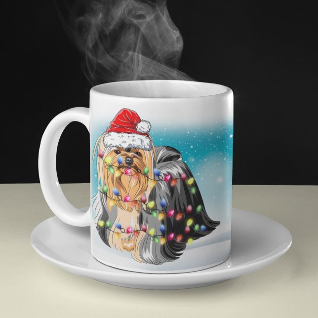Merry Christmas Hat Yorkshire Terrier Lover Coffee Mug (Creator Uploaded)