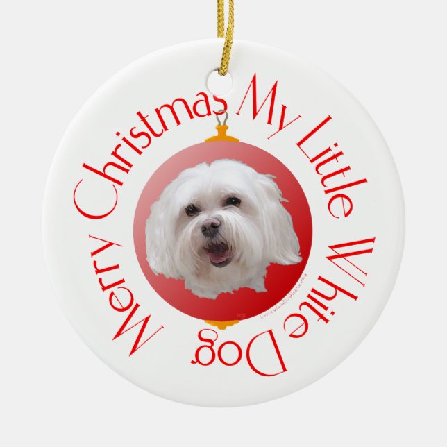 Merry Christmas Havanese Ceramic Tree Decoration (Front)