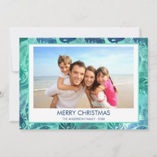 MERRY CHRISTMAS HAWAIIAN TROPICAL BEACH PHOTO HOLIDAY CARD