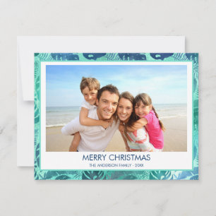 MERRY CHRISTMAS HAWAIIAN TROPICAL BEACH PHOTO HOLIDAY CARD