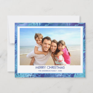 MERRY CHRISTMAS HAWAIIAN TROPICAL BLUE PHOTO HOLIDAY CARD