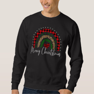 Merry Christmas He Plaid Leopard Rainbow Xmas Paja Sweatshirt